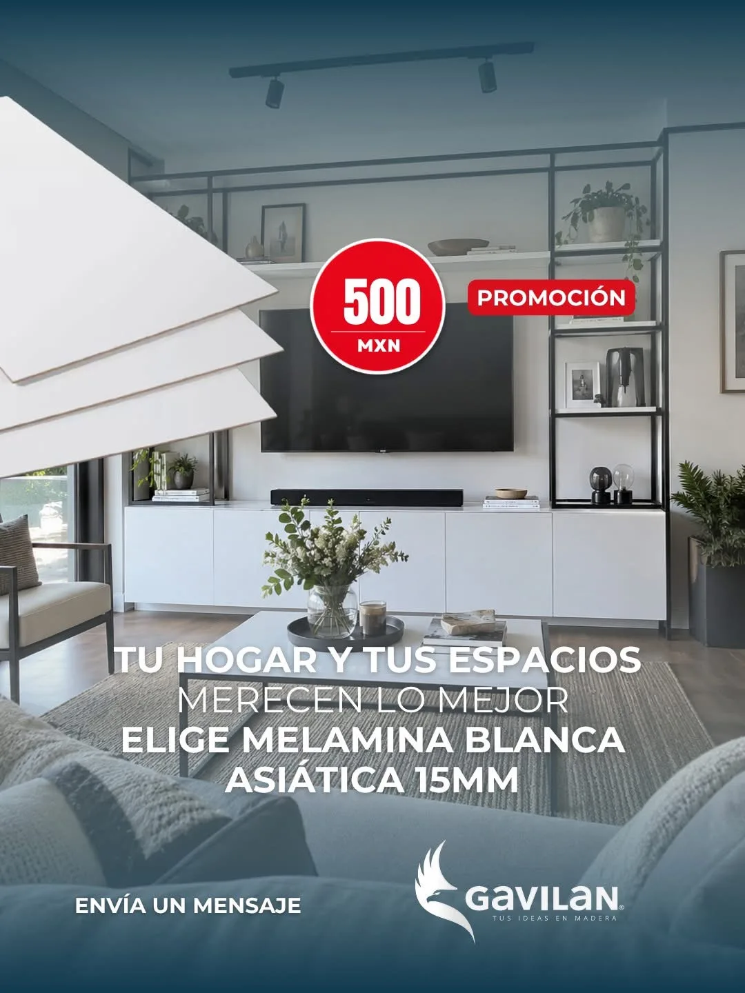 Promoción de melamina blanca asiática de Maderas Gavilán